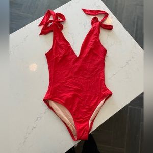 J.Crew Red Tie Shoulder Swimsuit - Size 6